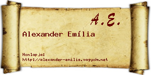 Alexander Emília névjegykártya